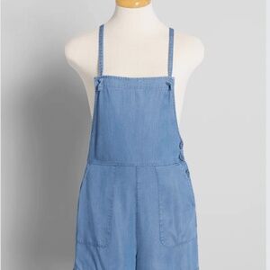 Modcloth chambray shortalls, size 14, NWT